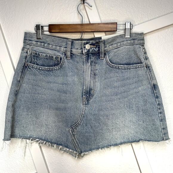 Just USA 90's Vintage Light Cotton Asymmetrical Hem Denim Mini Skirt Sz: L -NWT - Picture 1 of 9